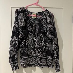 FARM Rio Black and White Floral Blouse